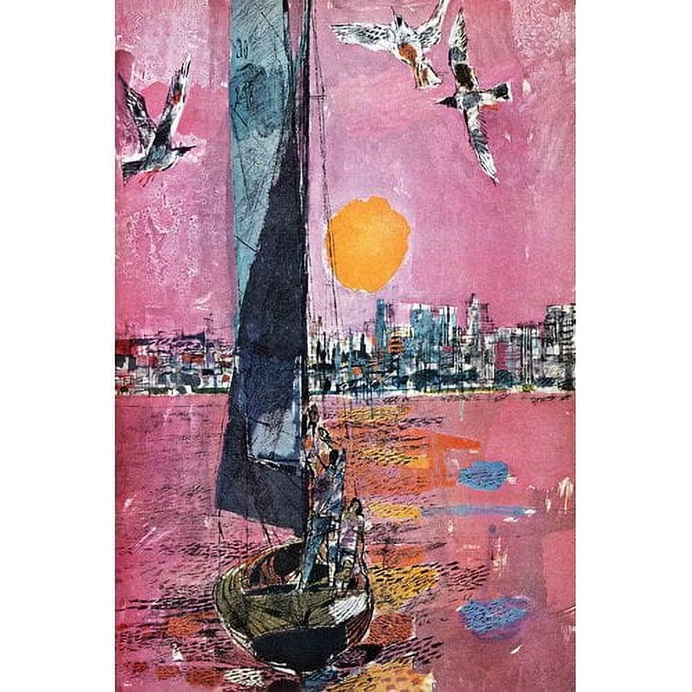 Marmont Hill "Pink Sky with Birds" Painting Print on Canvas