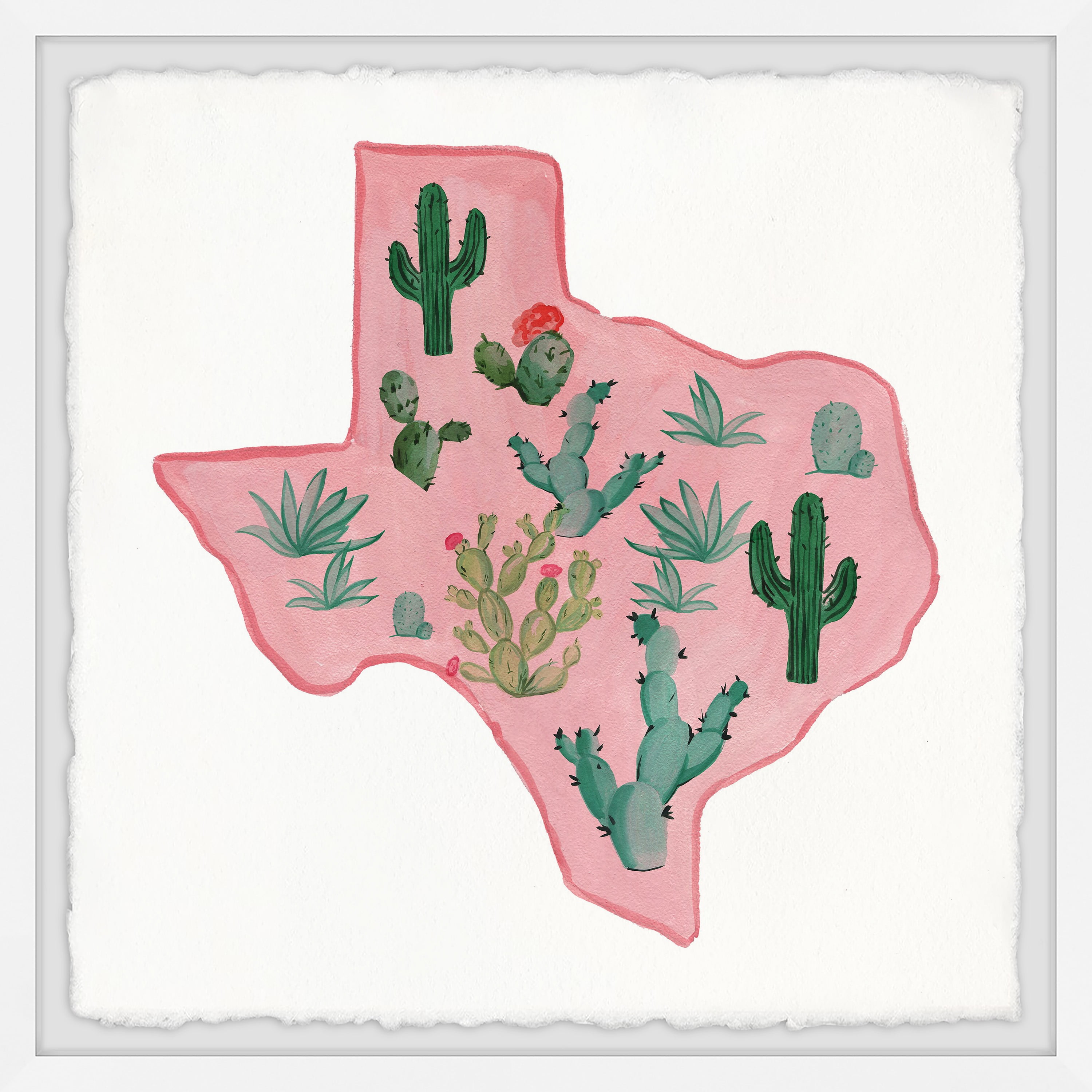 Marmont Hill Pink Texas Framed Wall Art, 32" x 32"