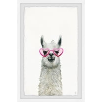 Marmont Hill Pink Trendy Llama Framed Wall Art, 24.00" x 1.50"