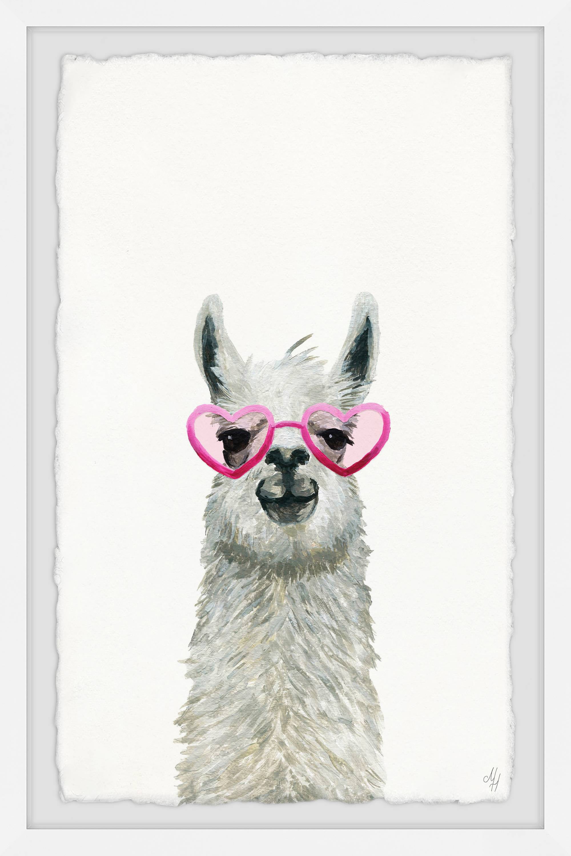 Marmont Hill Pink Trendy Llama Framed Wall Art