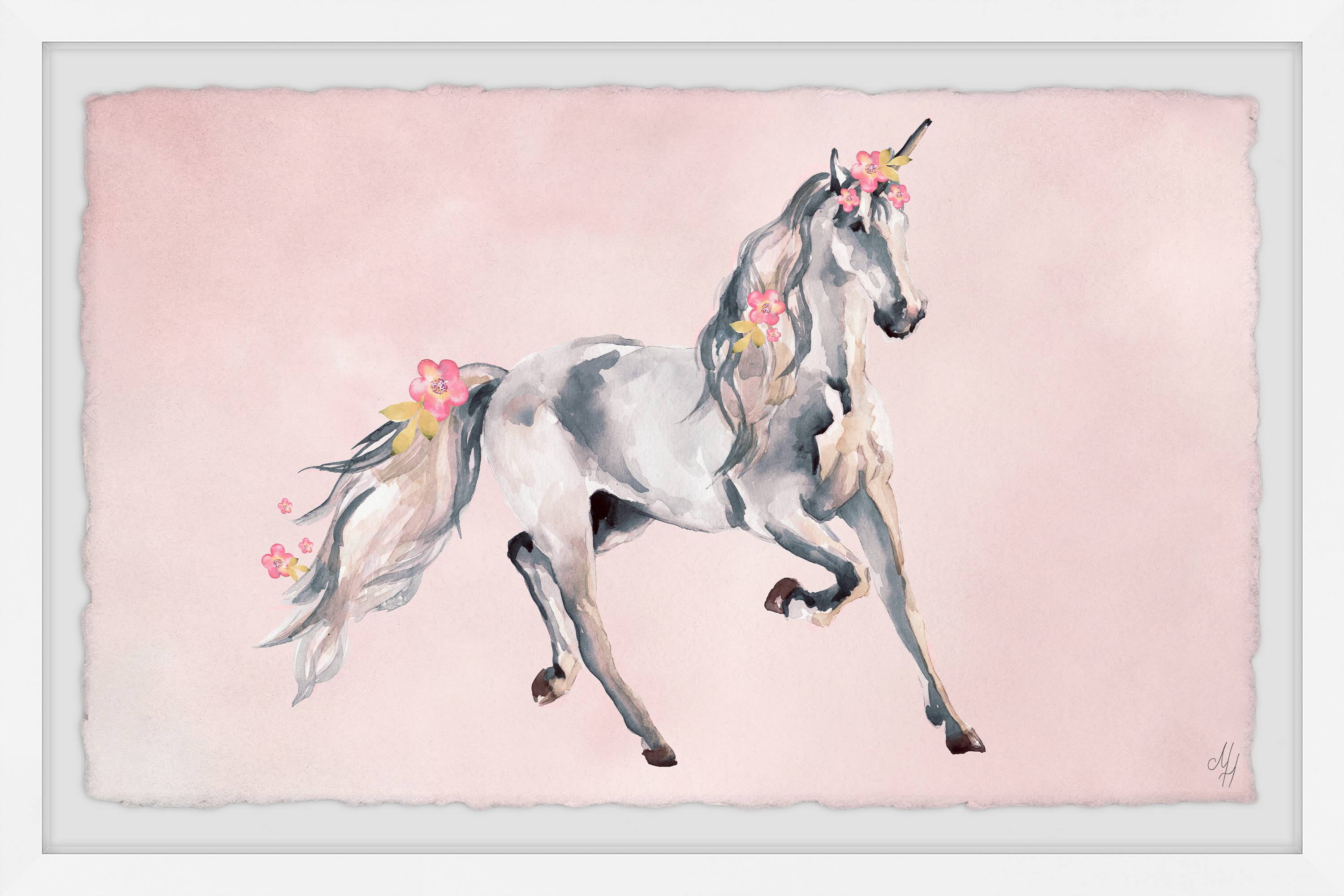 Marmont Hill Pink Unicorn Dream Framed Wall Art, 36.00" x 1.50"