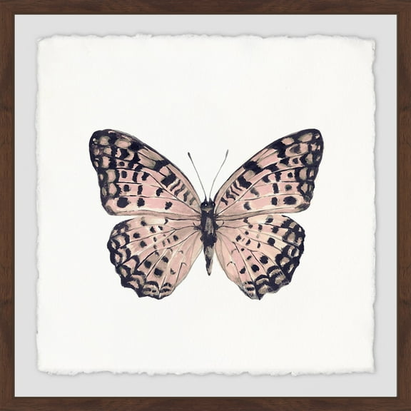 Marmont Hill Pink and Black Butterfly Framed Wall Art, 12" x 12"