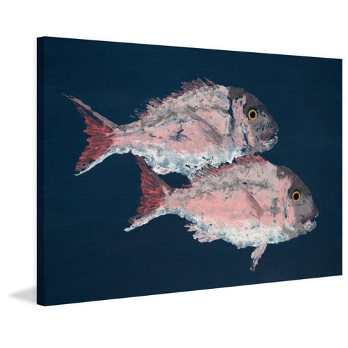 Marmont Hill "Piranha Pair" by Michael Pantalos Painting Print on Wrapped Canvas