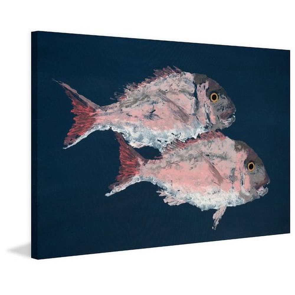 Marmont Hill "Piranha Pair" by Michael Pantalos Painting Print on Wrapped Canvas