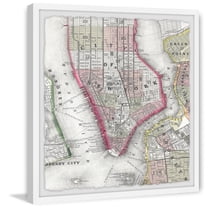 Marmont Hill Plan of NY Framed Wall Art, 12" x 12"