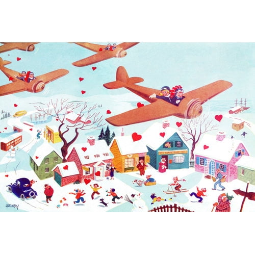 Marmont Hill "Planes and Hearts" by Curtis Painting Print on Canvas