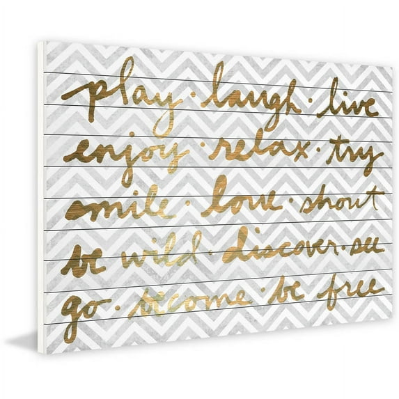 Marmont Hill "Play Laugh Live Enjoy" Painting Print on White Wood