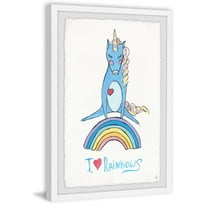 Marmont Hill Playful Rainbow Unicorn Framed Wall Art