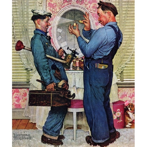 Marmont Hill 'Plumbers' by Norman Rockwell Painting Print on Wrapped Canvas