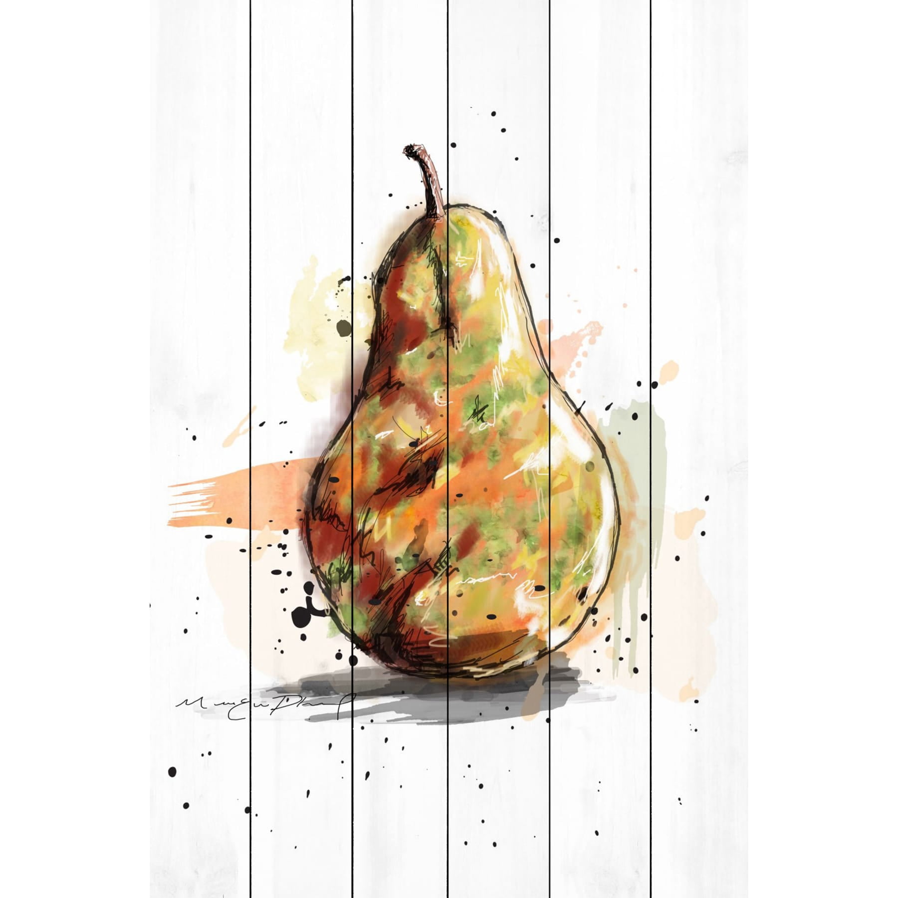 Marmont Hill "Poire" by Marie-Eve Pharand Painting Print on White Wood