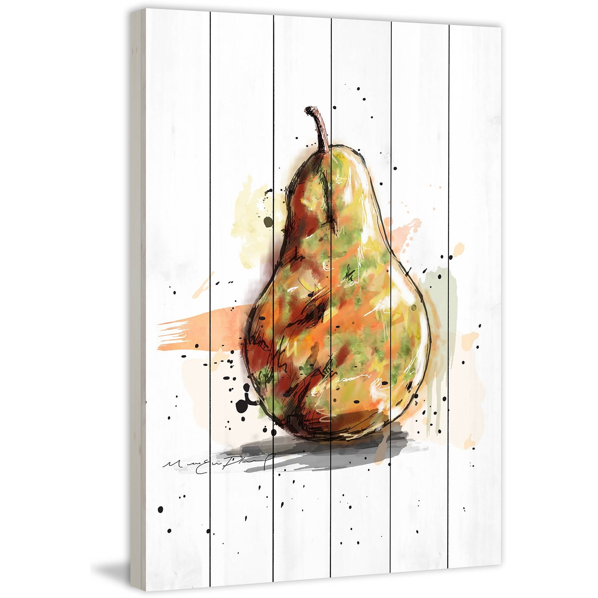 Marmont Hill "Poire" by Marie-Eve Pharand Painting Print on White Wood