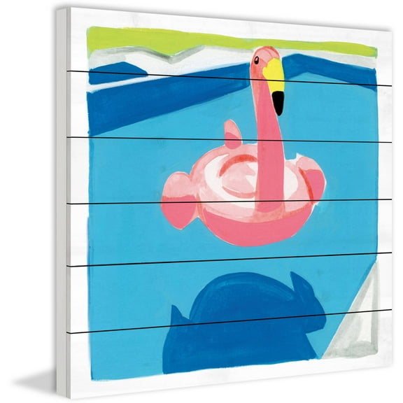 Marmont Hill "Pool Float" By Molly Rosner Painting Art Print On White Wood, 18.0" x 1.5"