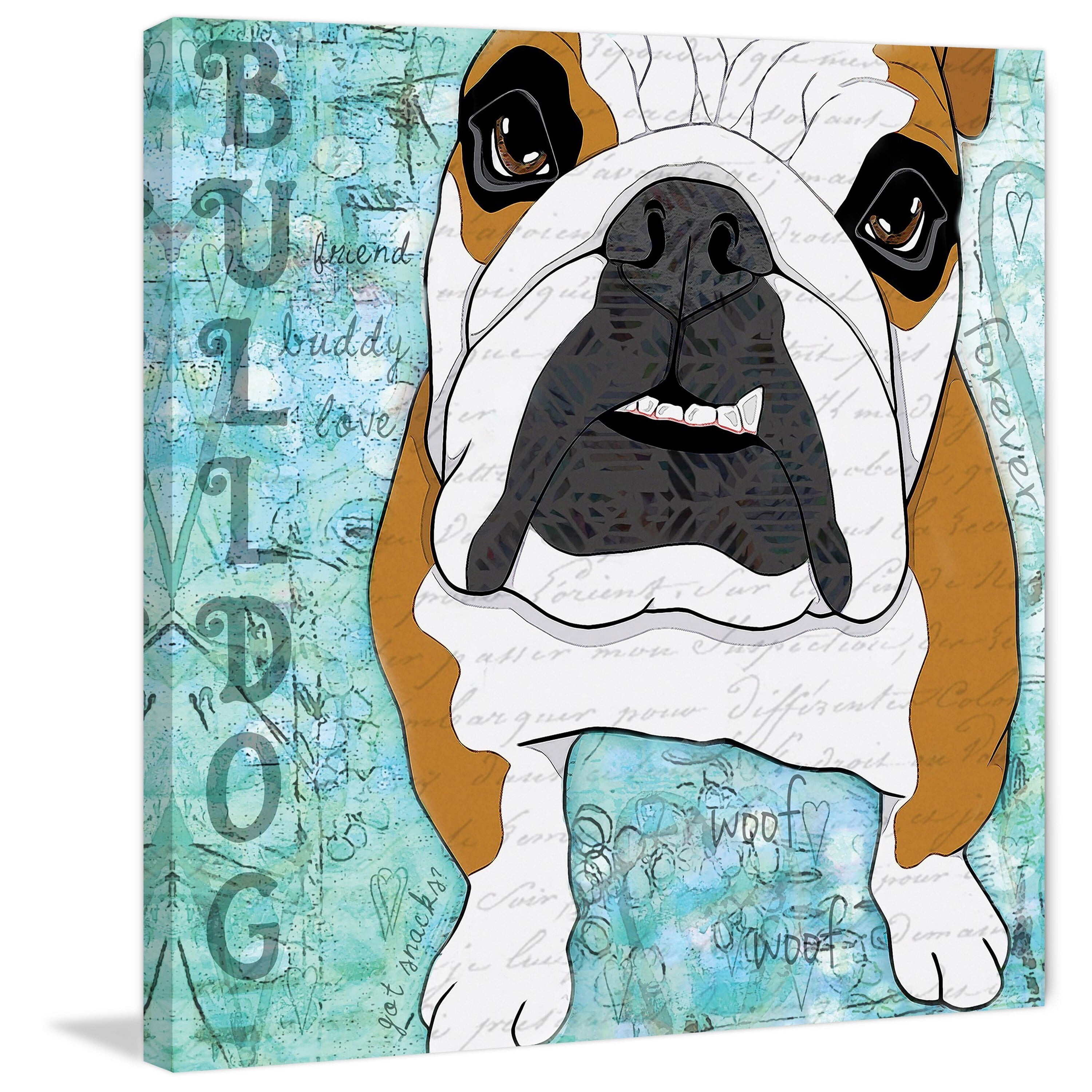 Marmont Hill "Pop Art Bulldog" by Stephanie Gerace Painting Print on Wrapped Canvas