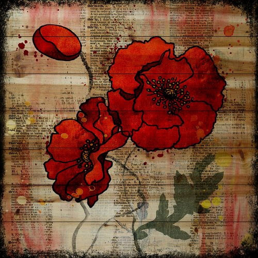 Marmont Hill "Poppy Talk 2" by Vicki Butler Painting Print on Natural Pine Wood