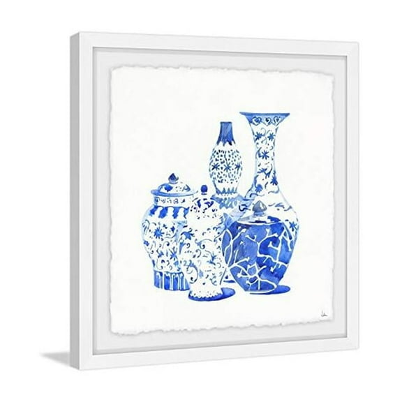 Marmont Hill Porcelain Blues Framed Painting Print