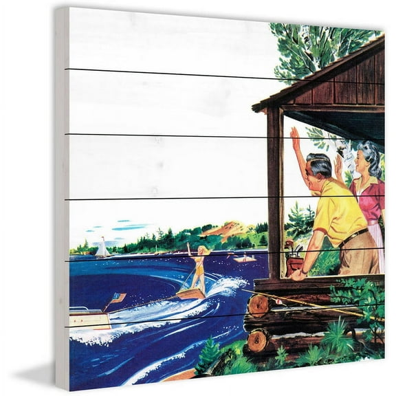 Marmont Hill "Porch Wave" Painting Print on White Wood