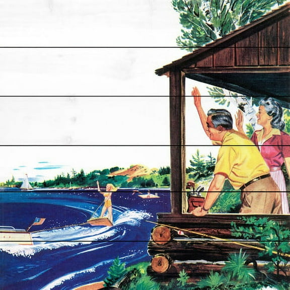 Marmont Hill "Porch Wave" Painting Print on White Wood