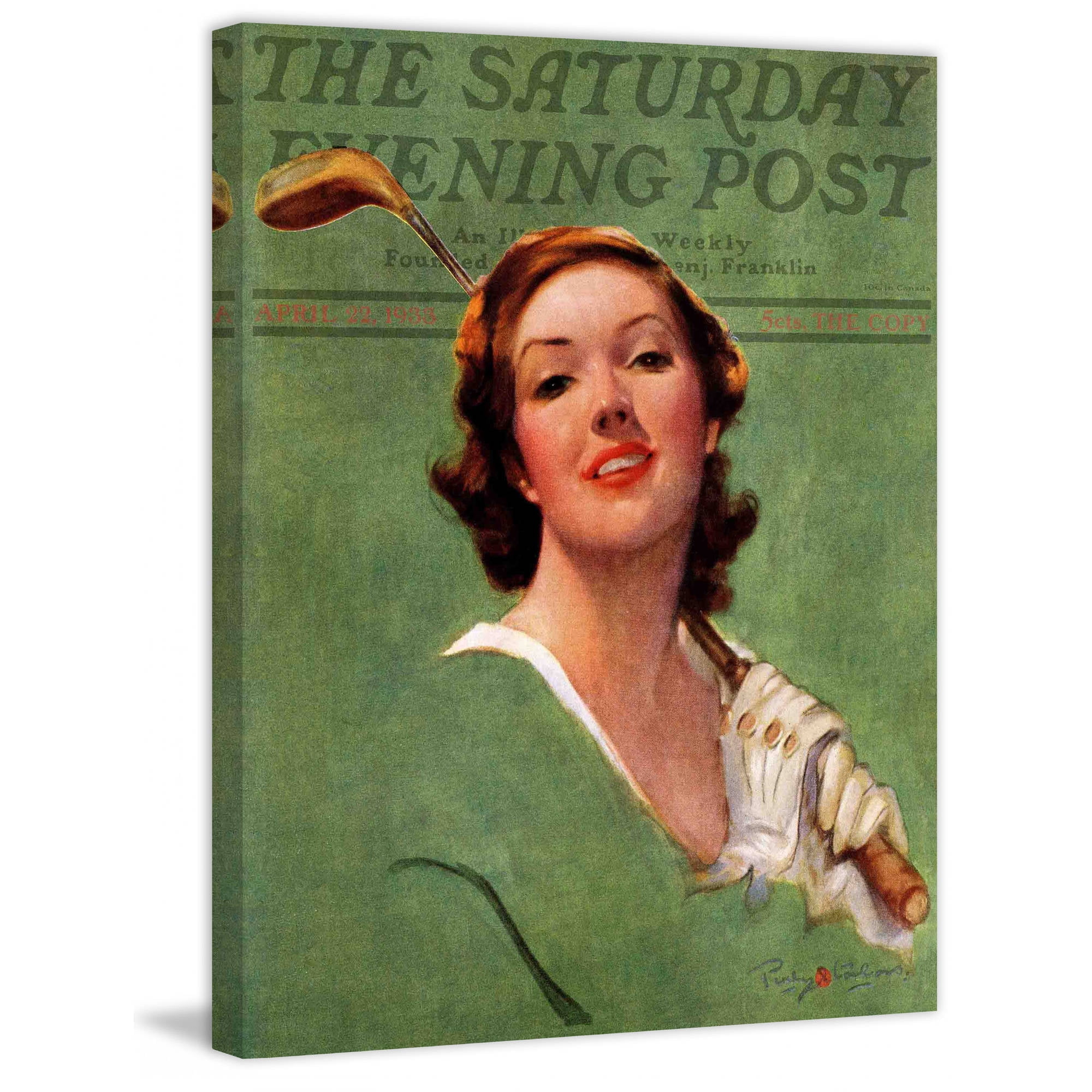 Marmont Hill Portrait of Lady Golfer by Penrhyn Stanlaws Painting Print on Canvas