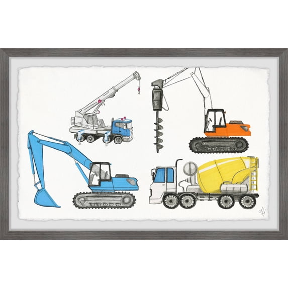 Marmont Hill Powerful Trucks Framed Wall Art, 18.00" x 1.50"