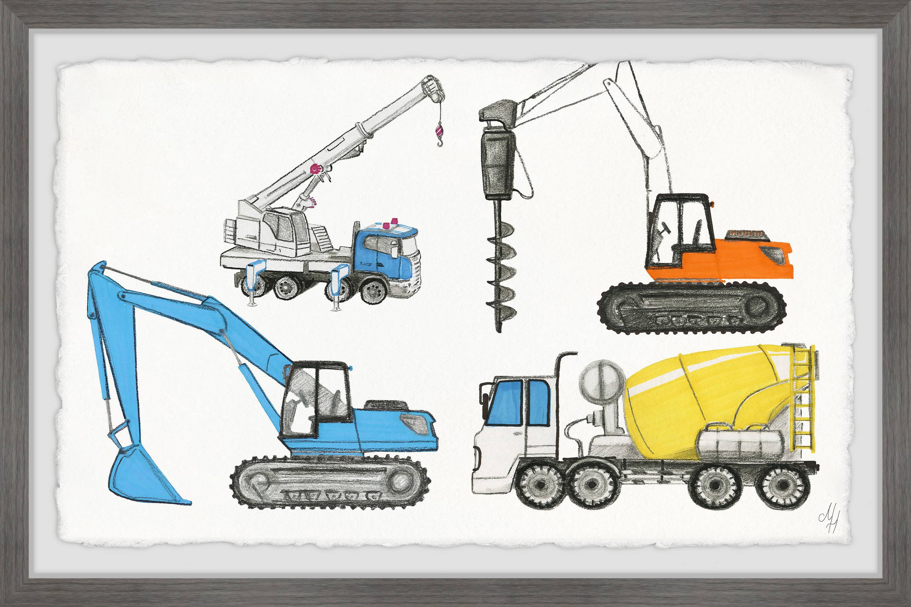 Marmont Hill Powerful Trucks Framed Wall Art, 24.00" x 1.50"