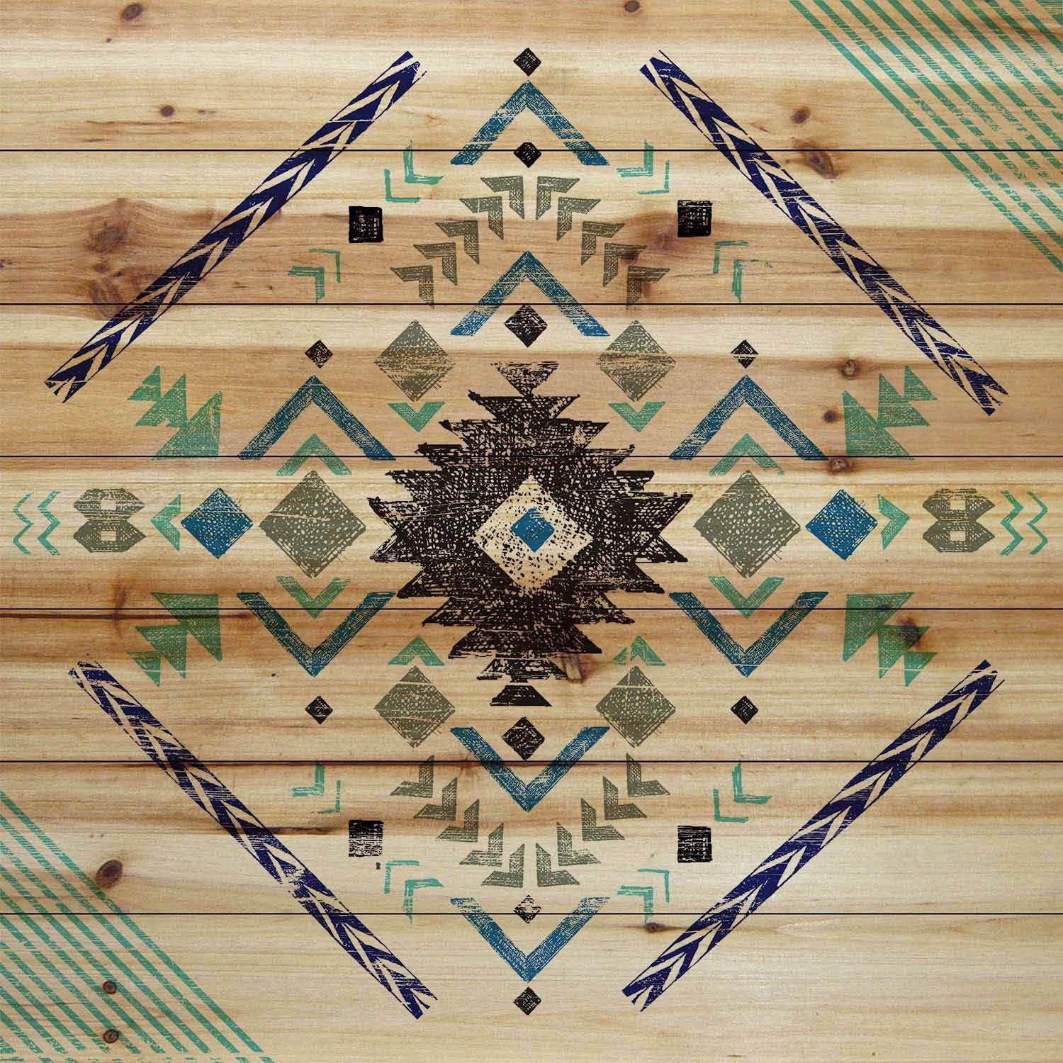 Marmont Hill - "Pretty Pattern" Painting Art Print On Natural Pine Wood, 32.0" x 1.5"