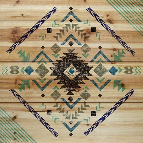 Marmont Hill - "Pretty Pattern" Painting Art Print On Natural Pine Wood, 40.0" x 1.5"