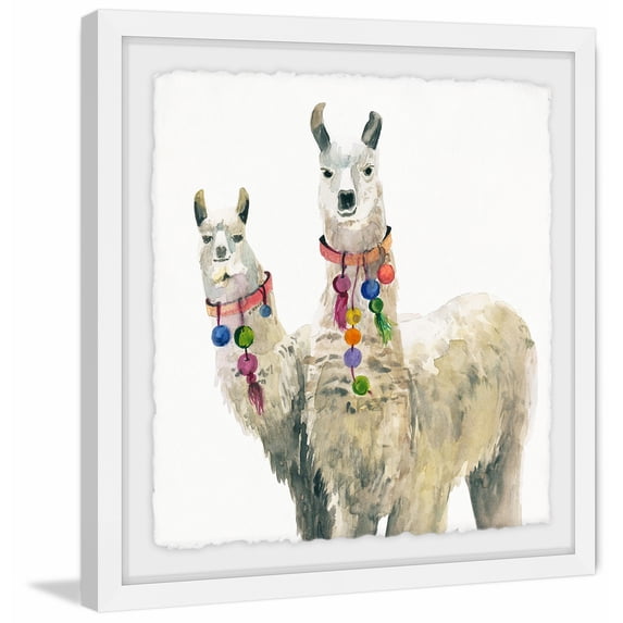 llama pair framed painting print