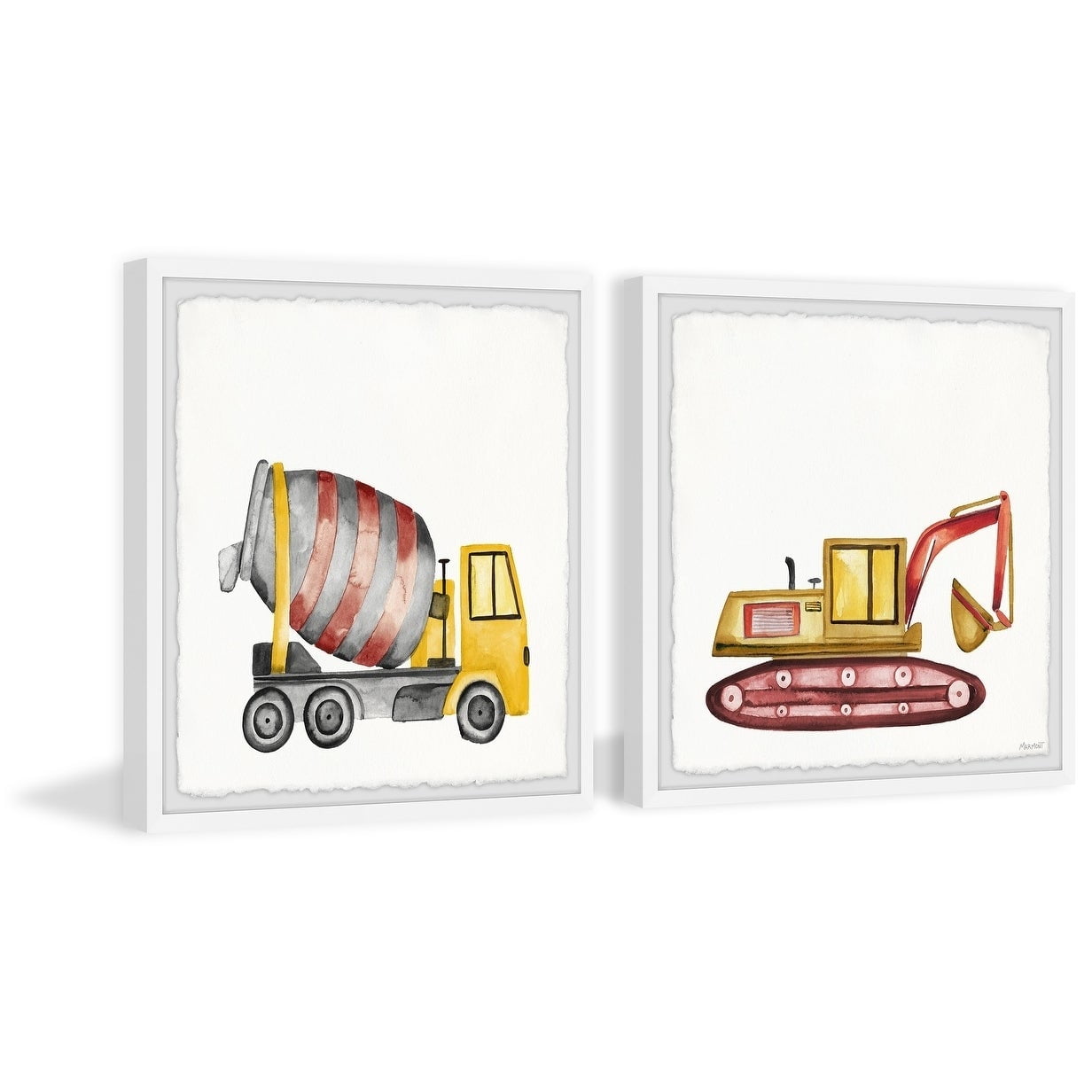Marmont Hill Printed Construction Framed Art Prints, 18" x 36", Set of 2