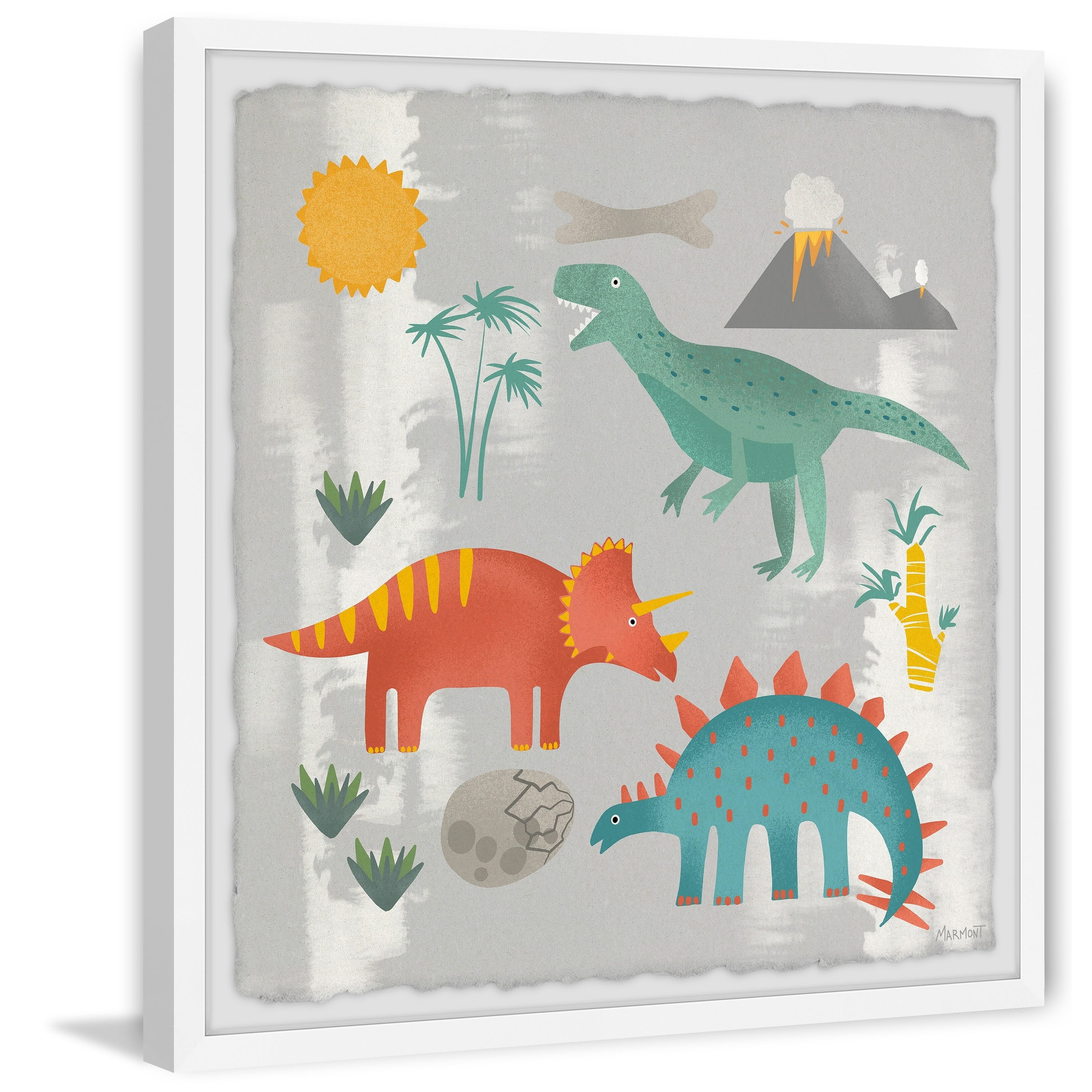 Marmont Hill Printed Dinosaurs Framed Art Print, 32" x 32"