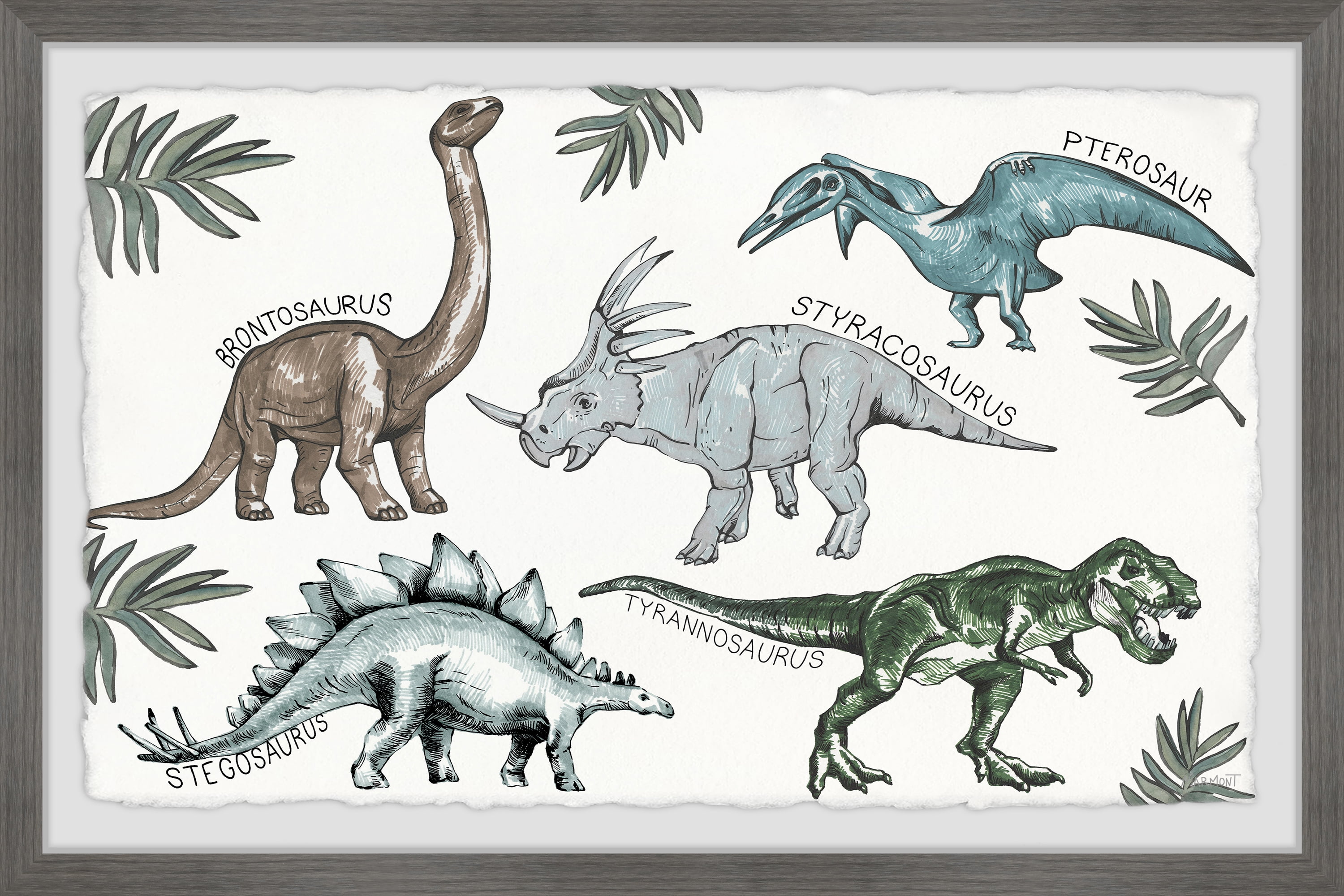 Marmont Hill Printed Dinosaurs Framed Art Prints