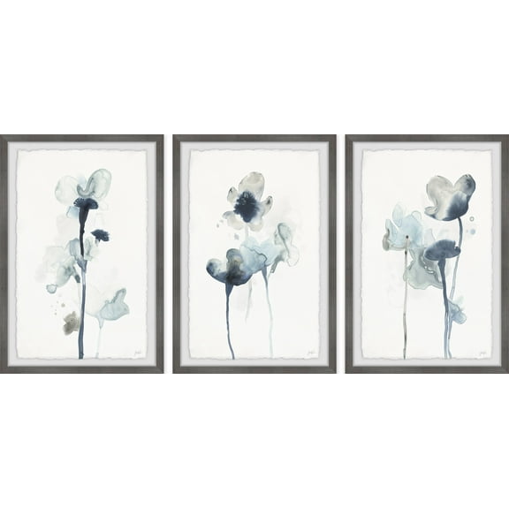 Marmont Hill Printed Flowers Framed Art Prints, Set of 3