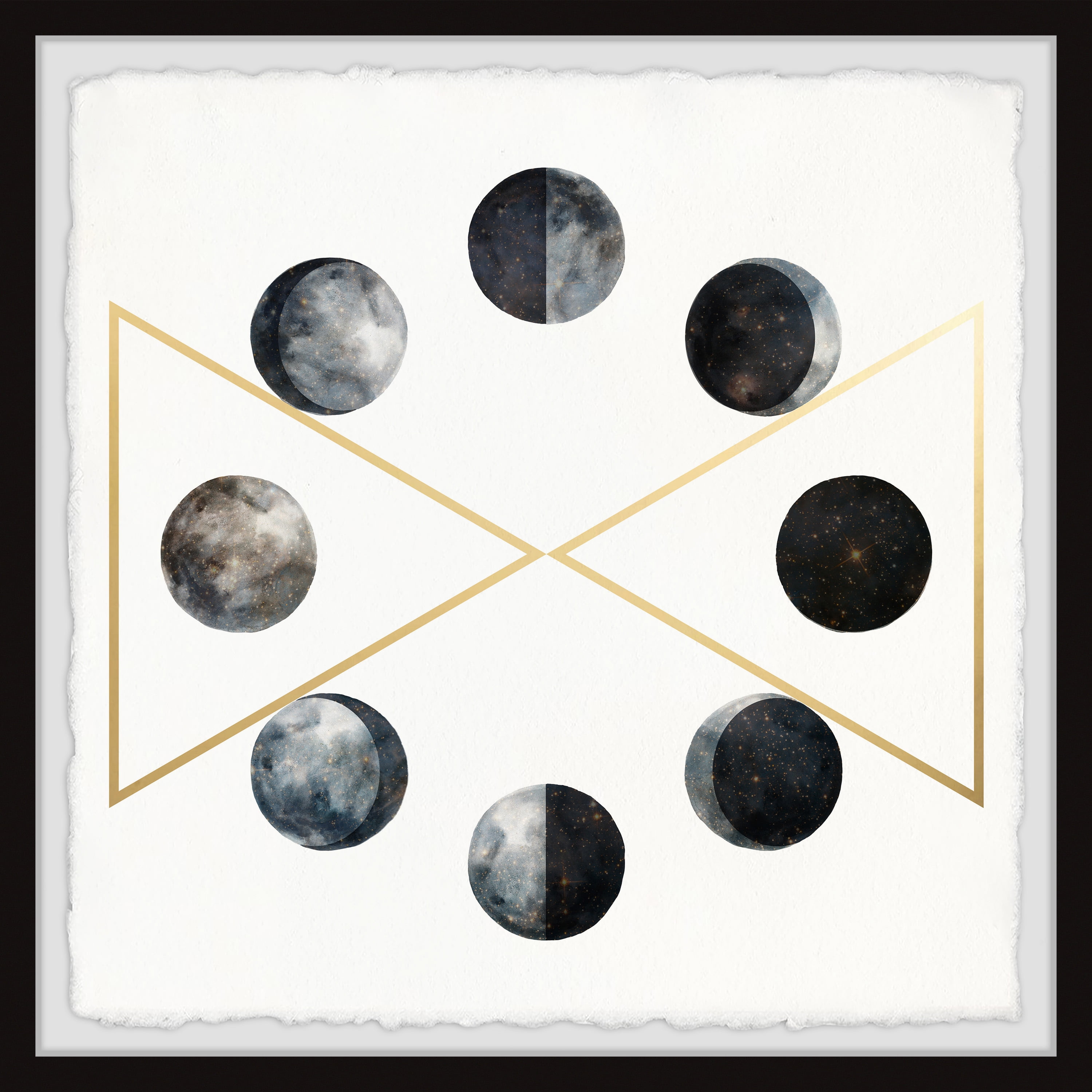Phases of the Moon Print on Canvas with Gold Accents