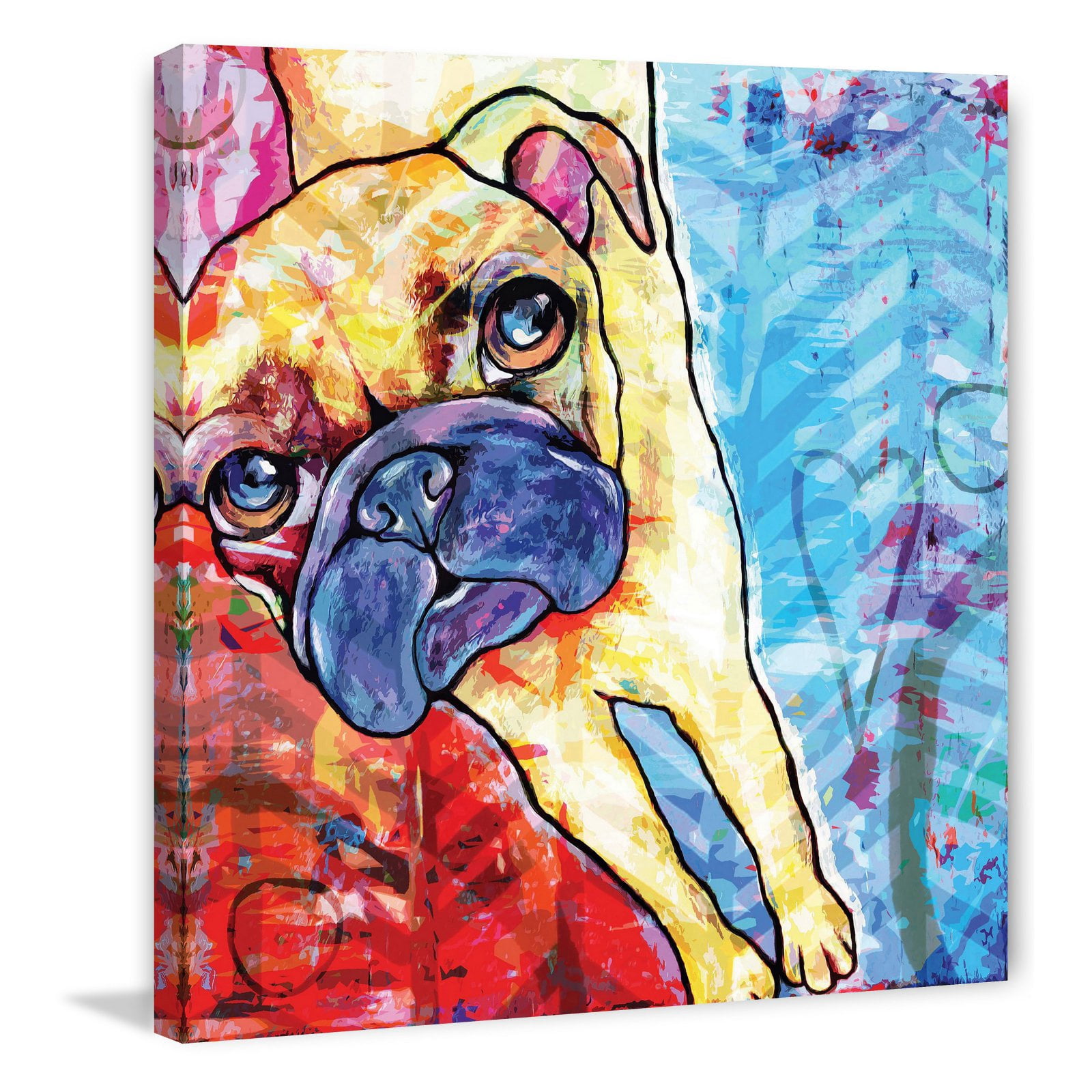 "Pug Pop Art" Painting Print on Wrapped Canvas