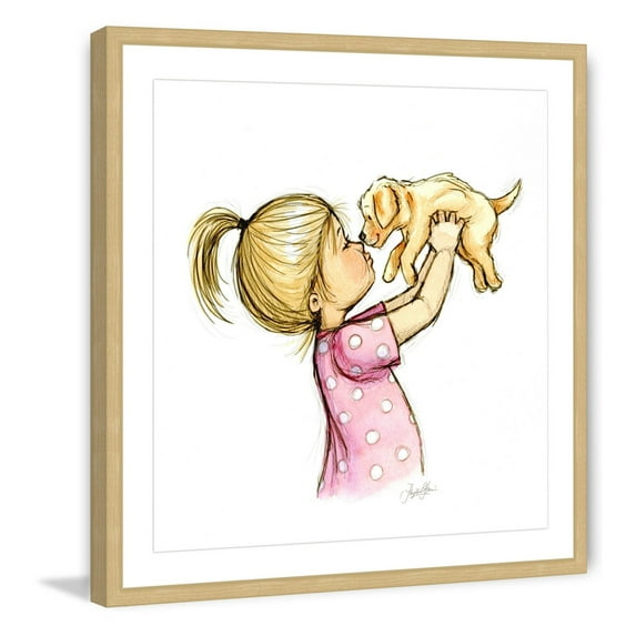 Marmont Hill "Puppy Loves Girl" by Phyllis Harris Framed Painting Print