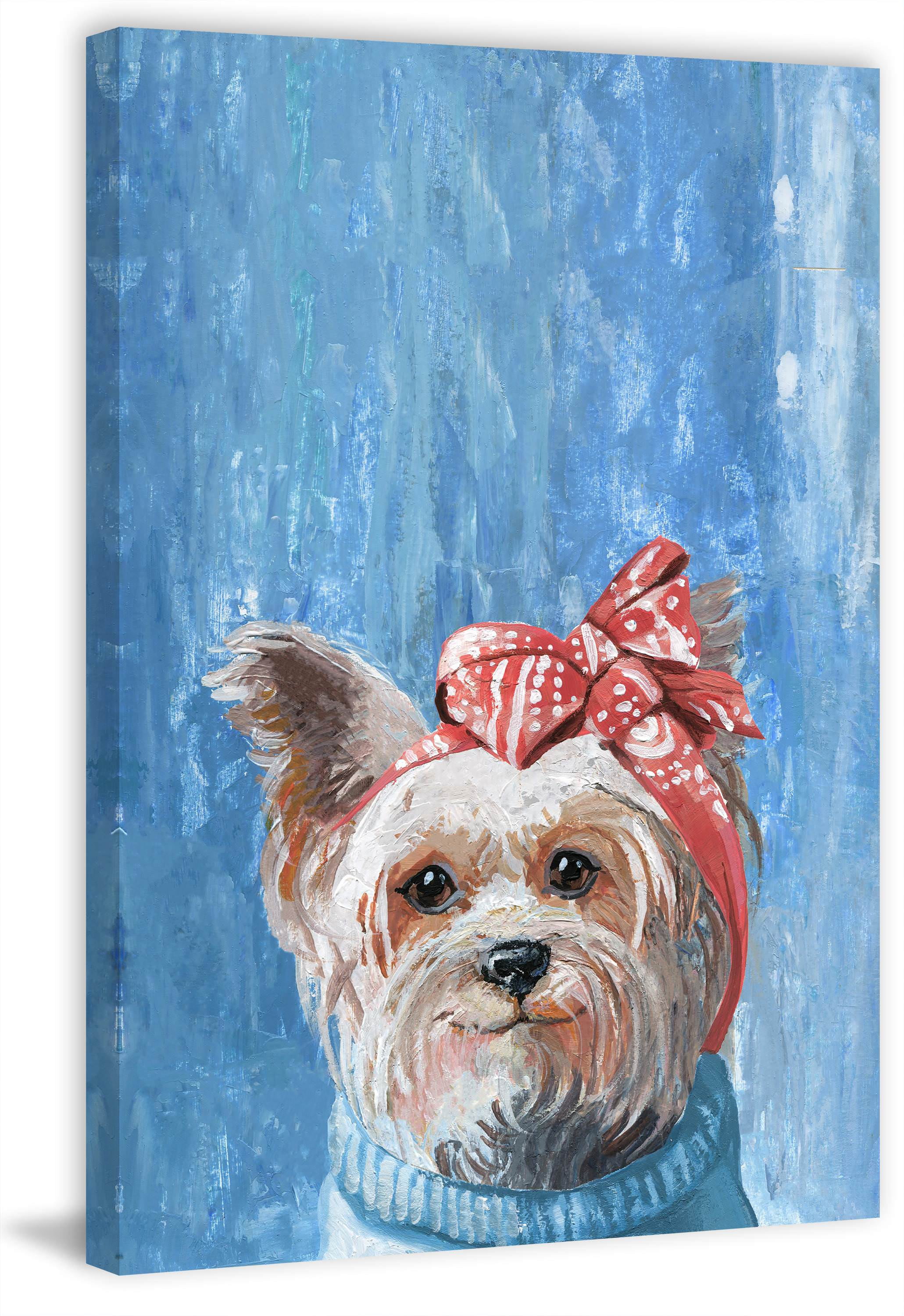 Marmont Hill "Pups in Lace" Painting Print on Wrapped Canvas