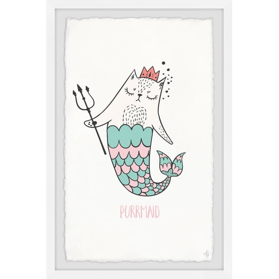 Marmont Hill Purr maid Ii Framed Wall Art, 24.00" x 1.50"