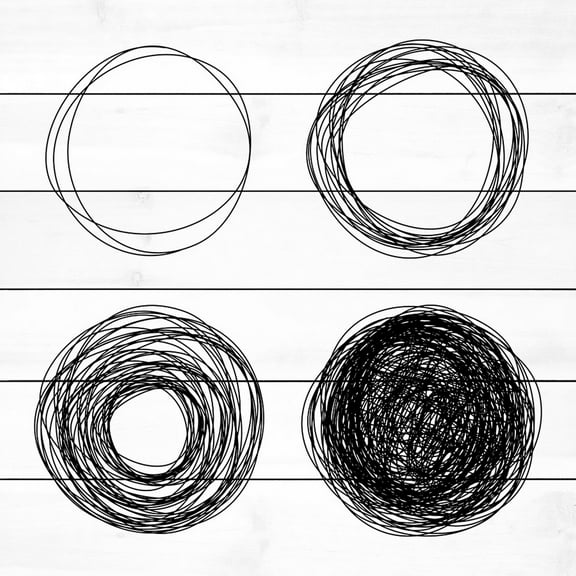 Marmont Hill Quad Circles White Wood Wall Art, 12" x 12"