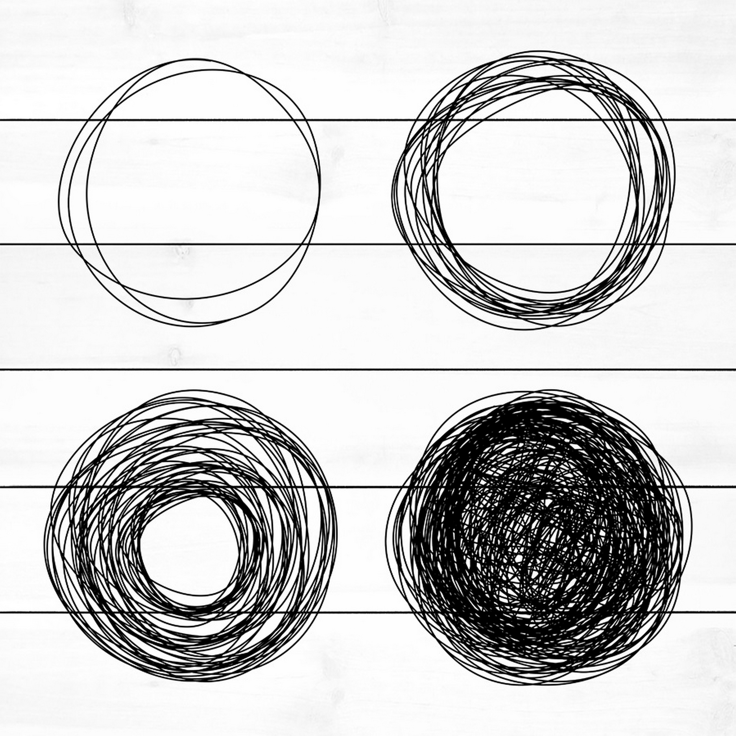 Marmont Hill Quad Circles White Wood Wall Art, 32" x 32"