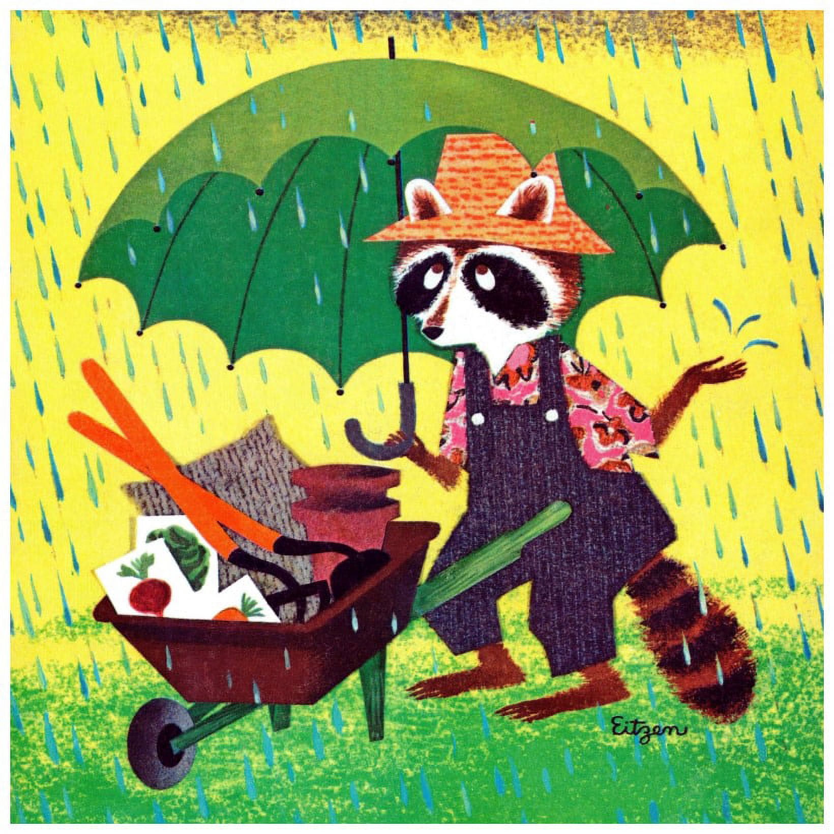 Marmont Hill "Raccoon with Umbrella" by Curtis Painting Print on Canvas