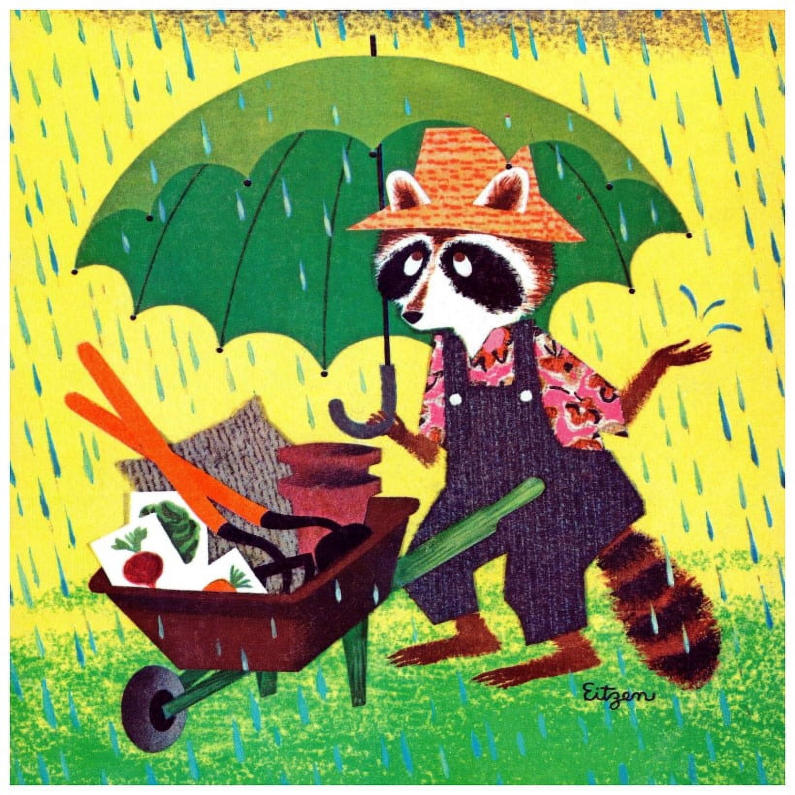 Marmont Hill "Raccoon with Umbrella" by Curtis Painting Print on Canvas