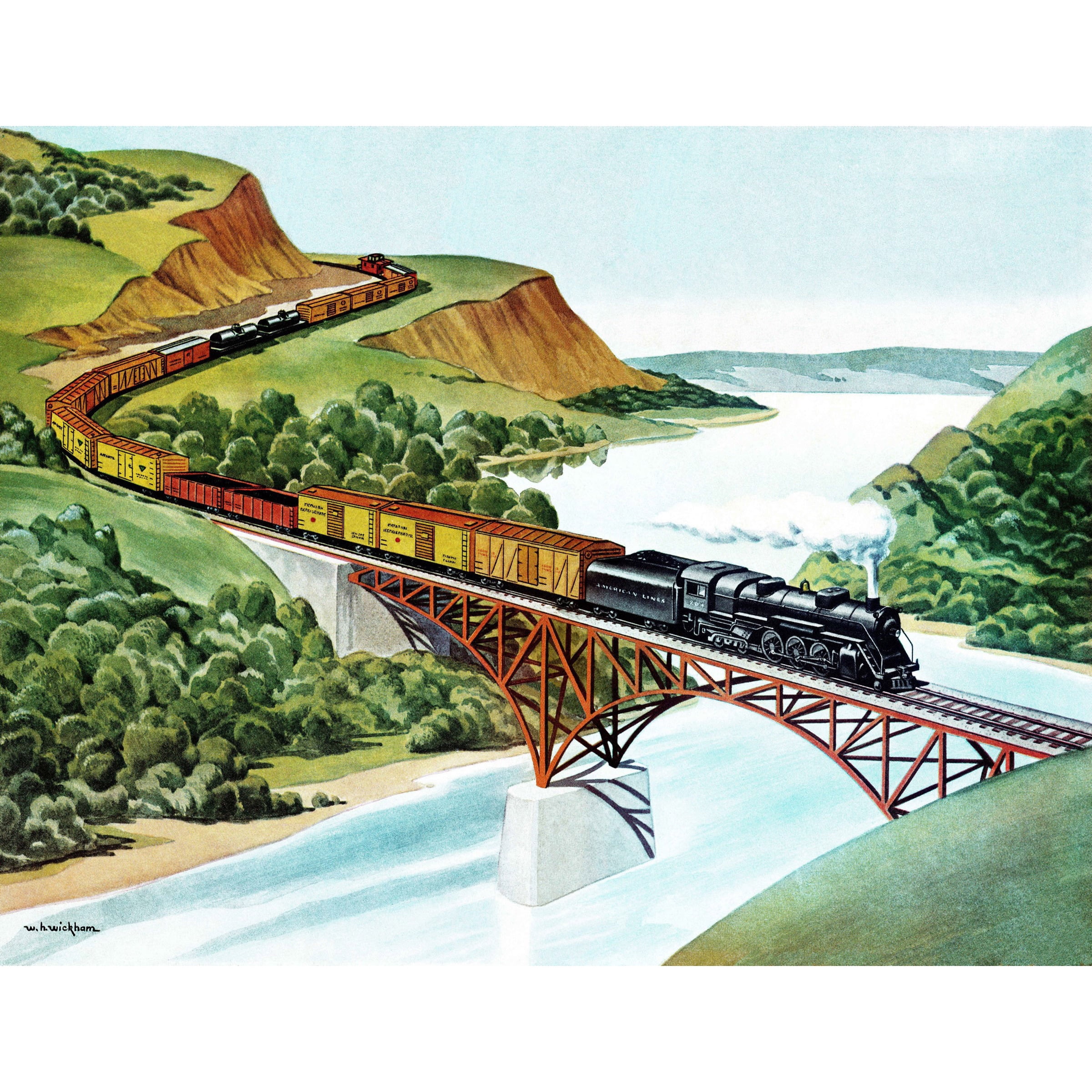 Marmont Hill "Railway Bridge" by Curtis Painting Print on Canvas
