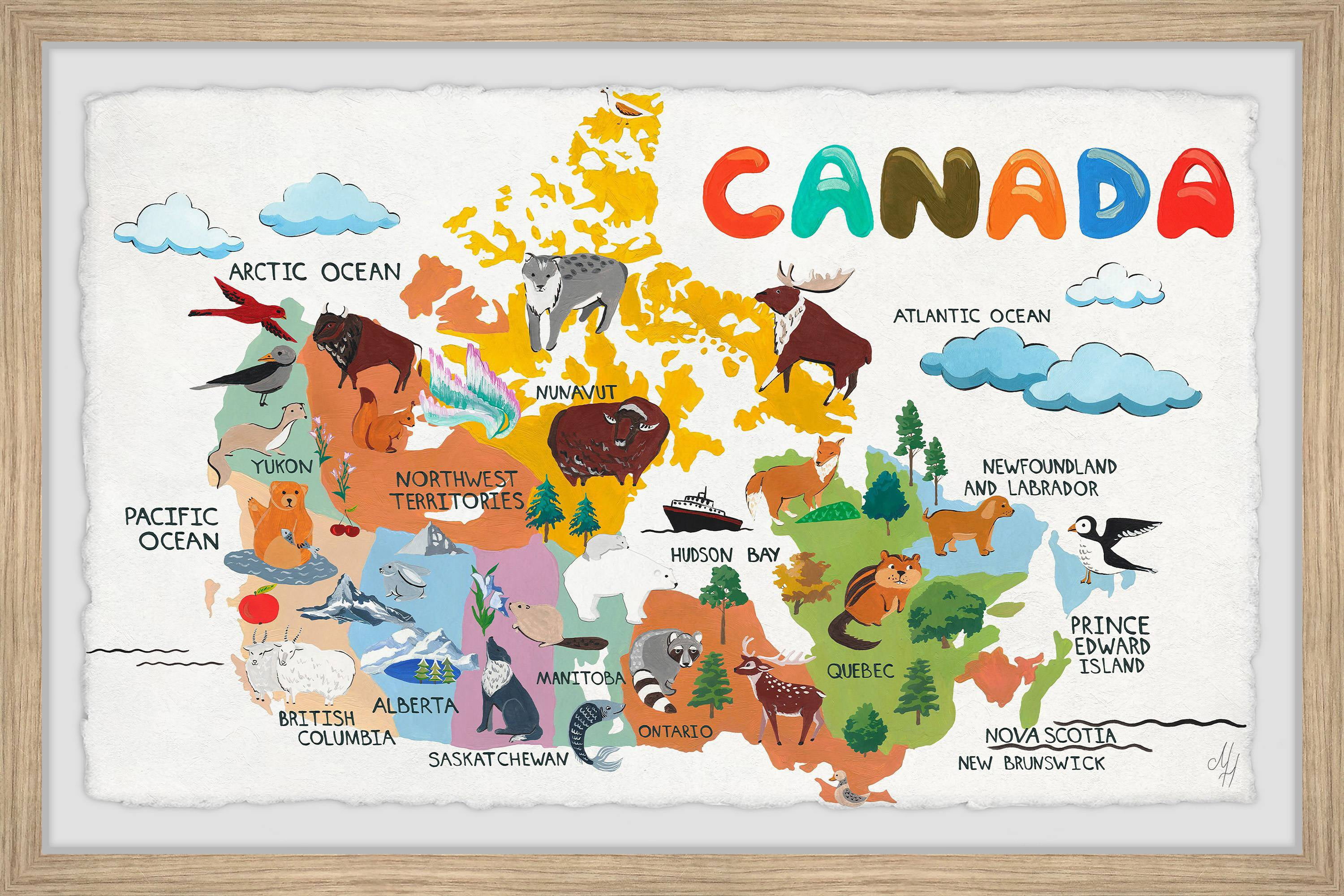 Marmont Hill Rainbow Canadian Map Framed Wall Art, 12" x 1.5"