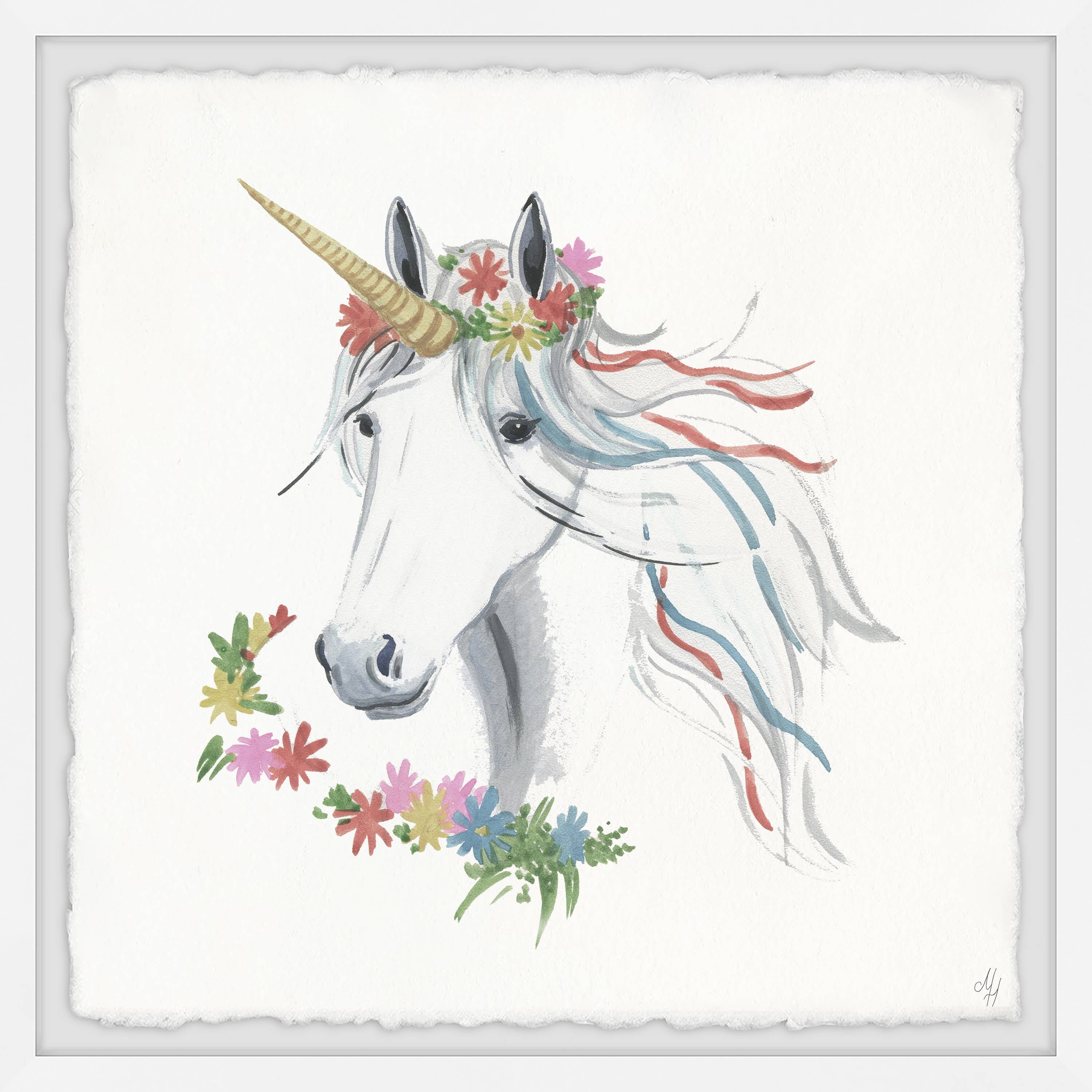Marmont Hill Rainbow Unicorn V Framed Wall Art, 32.00" x 1.50"