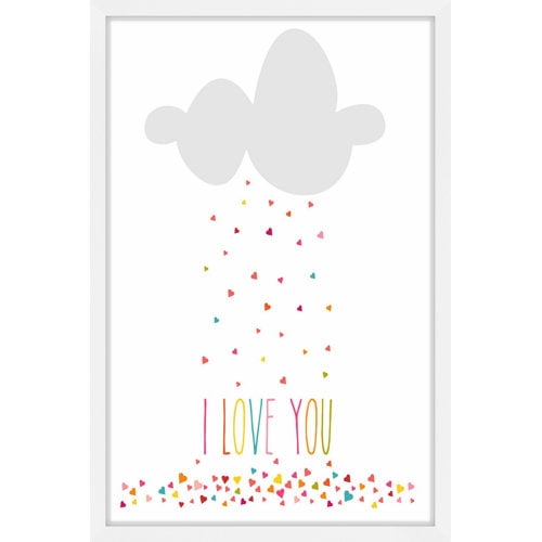 Marmont Hill "Raining Hearts" by Karen Zukowski Framed Painting Print