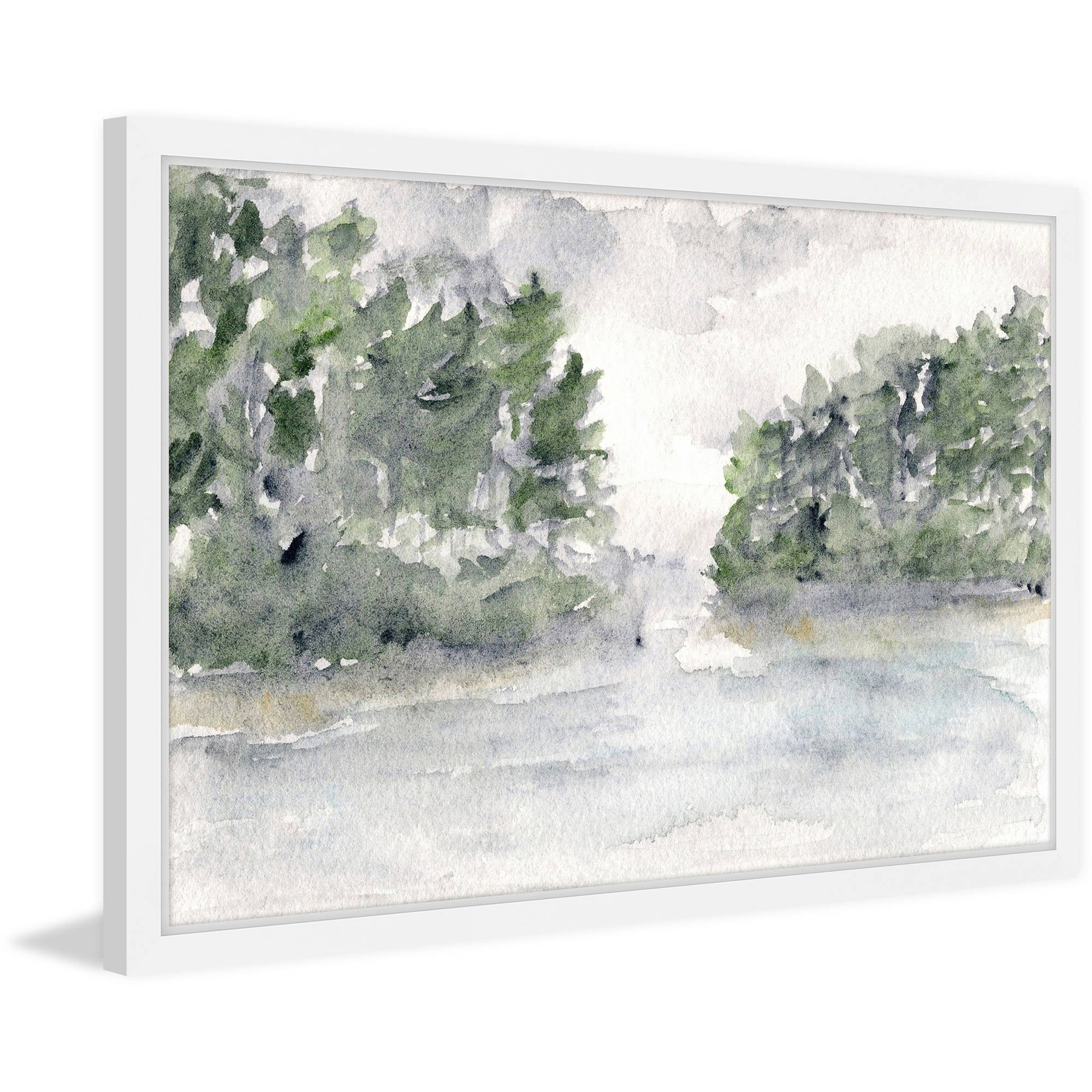 Marmont Hill "Rainy Lake Landscape" by Thimble Sparrow Framed Painting Print