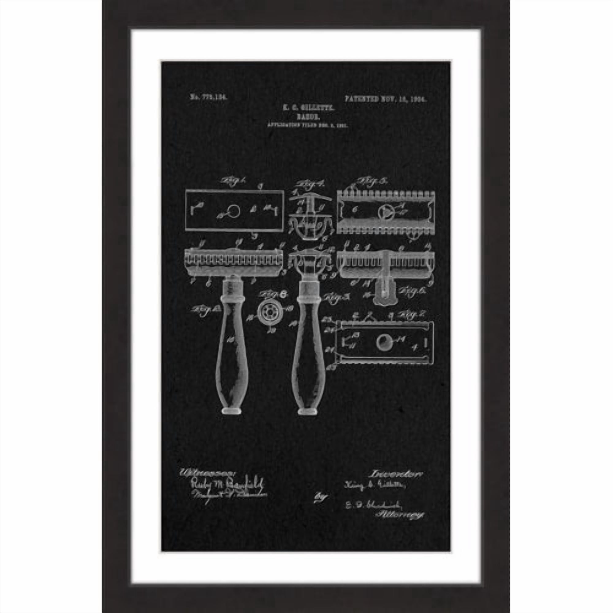 Marmont Hill - "Razor 1904 Black Paper" by Steve King Framed Painting Print