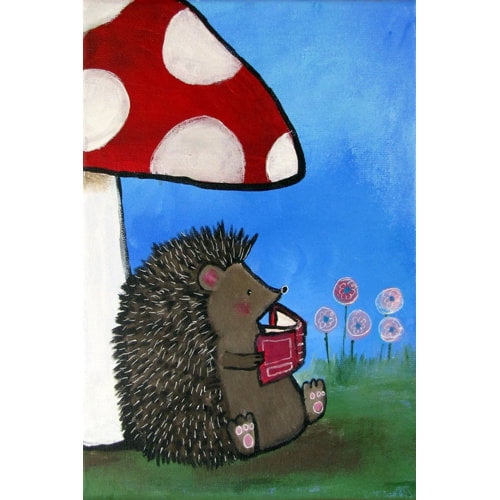 Marmont Hill "Reading Porcupine" by Andrea Doss Painting Print on Wrapped Canvas