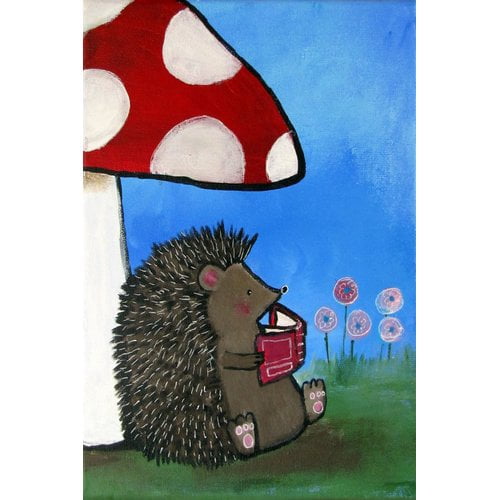 Marmont Hill "Reading Porcupine" by Andrea Doss Painting Print on Wrapped Canvas