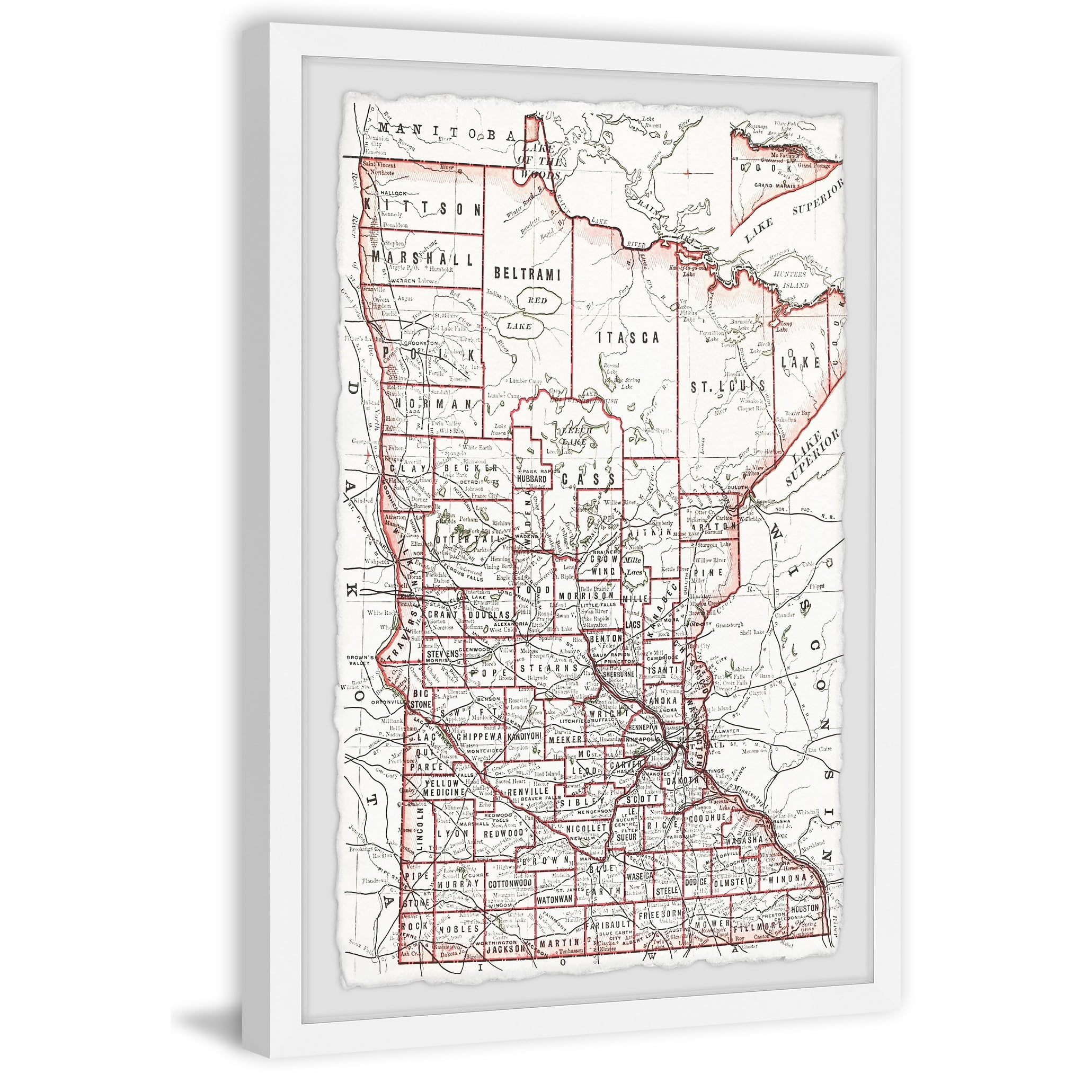 Marmont Hill Red City Outline Framed Wall Art, 20" x 30"
