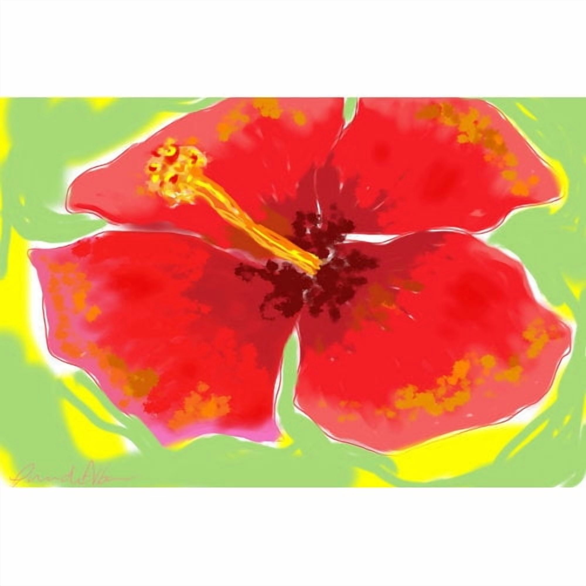 Marmont Hill "Red Hibiscus" by Arthur Pina Painting Print on Wrapped Canvas